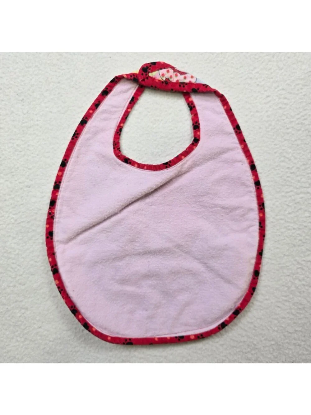 Strawberry Shortcake Vintage Baby Bib Flannel Pre-Owned Cartoon Print Red Trim